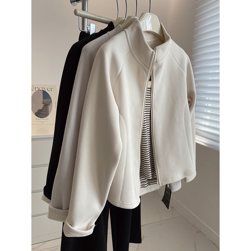 Self-heating Stand Collar Glutinous Rice Velvet Coat For Women