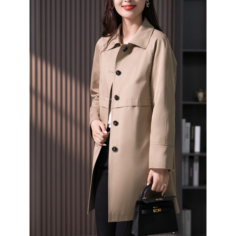 British Elegant Trench Mid-length Straight Coat