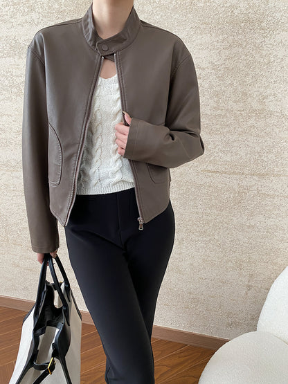 Locomotive Style Stand Collar Temperament Wild Jacket