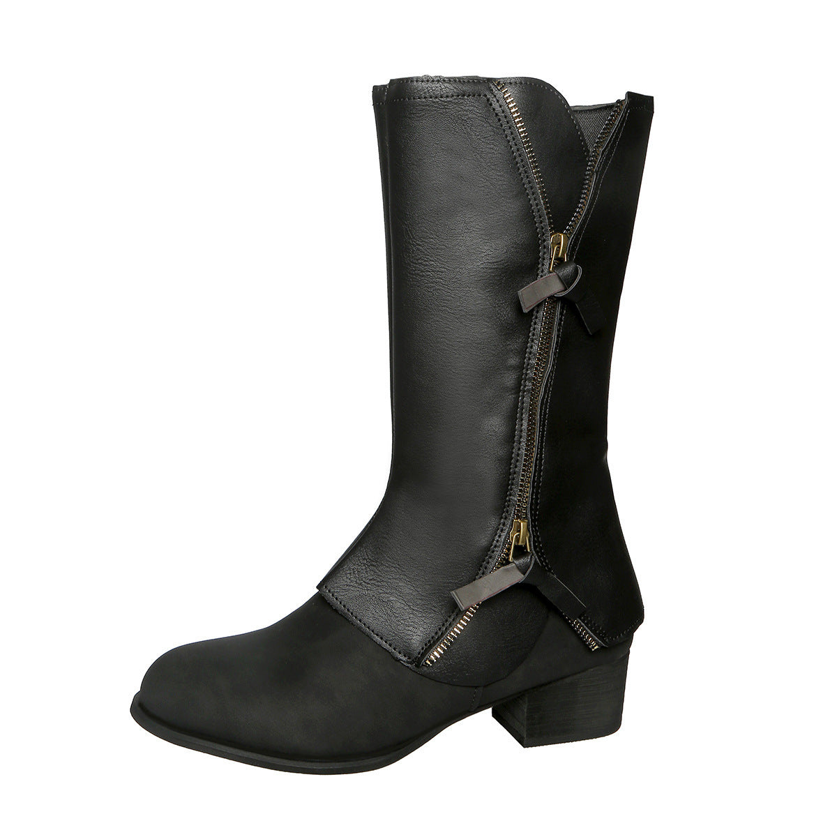 Chunky Heel Women's Side Zipper Martin Boots