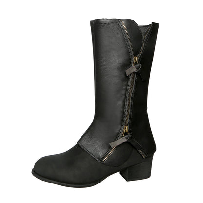 Chunky Heel Women's Side Zipper Martin Boots
