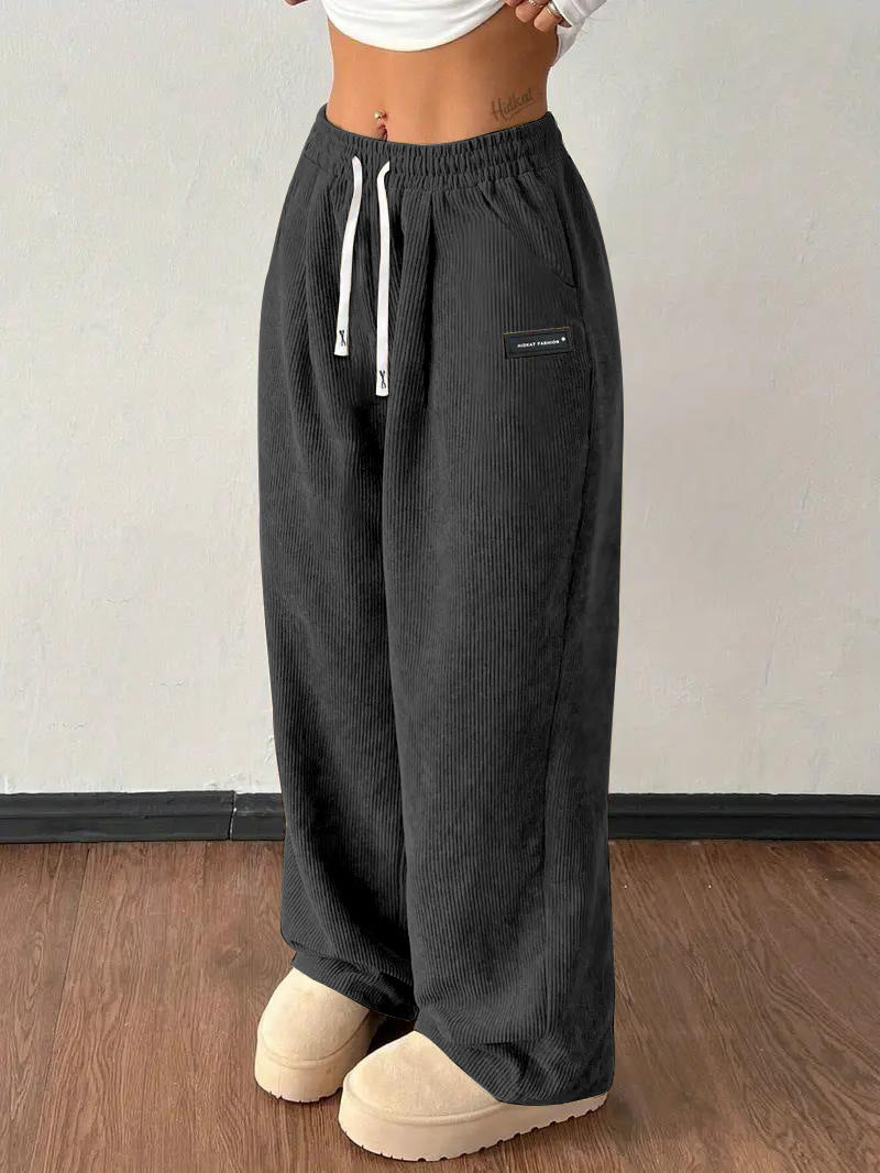 Loose Drawstring Solid Color Pocket Casual Versatile Pants Women's Pants