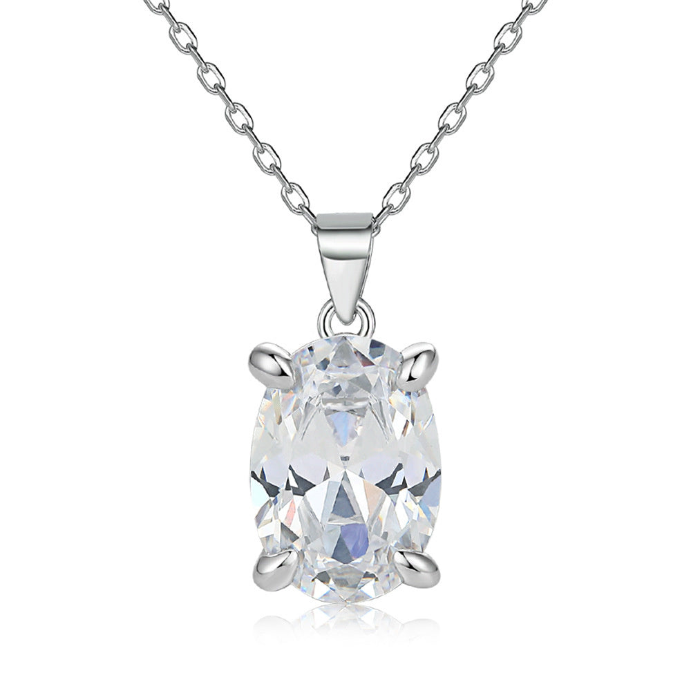 Oval Gem Pendant Necklace Women's Stud Earrings