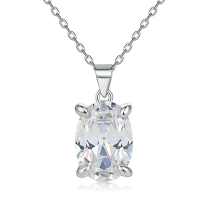 Oval Gem Pendant Necklace Women's Stud Earrings