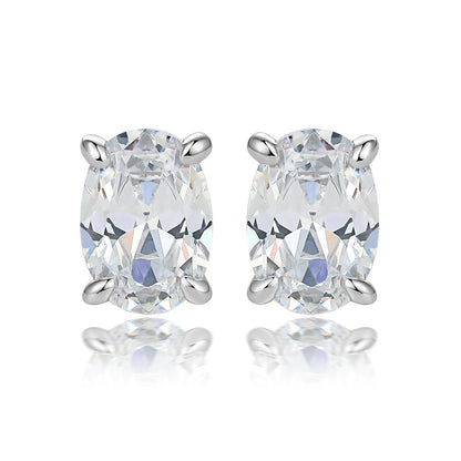 Oval Gem Pendant Necklace Women's Stud Earrings