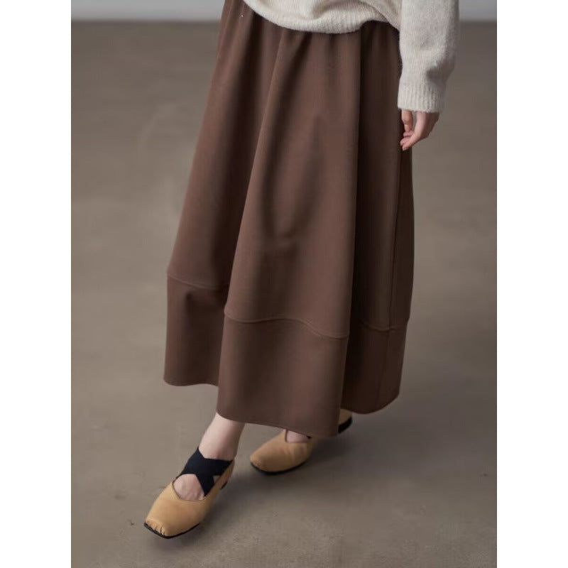 Commuter Woolen Solid Color Bud Skirt Women