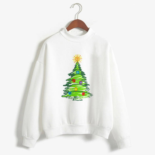 Christmas Printing Turtleneck Sweater Women