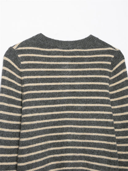 Pure Desire Style Loose Casual Striped Knitted Coat For Women