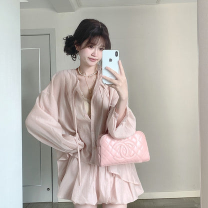 Summer Thin Long Sleeves Top Bud Skirt Pants