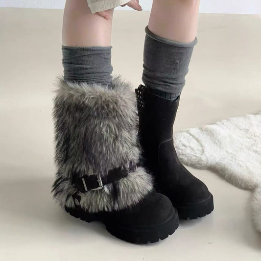 Winter Warm Furry Anti-slip Snow Boots For Women