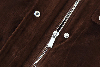 Women's Pocket Decoration Suede Jacket
