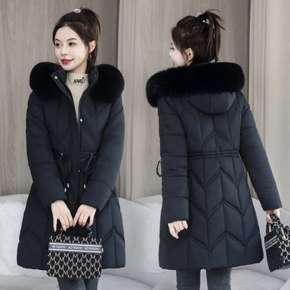 Large Fur Collar Coat Mid-length Thickened Cotton Jacket