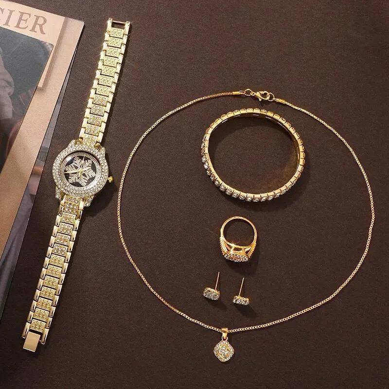 Snowflake Rhinestone Watch & Luxury Jewelry Set