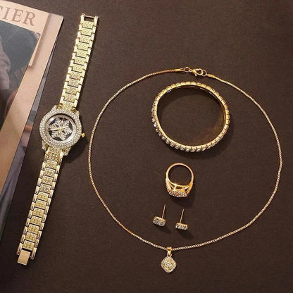 Snowflake Rhinestone Watch & Luxury Jewelry Set