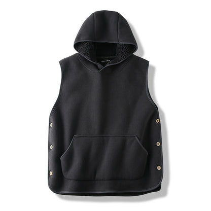 SLR Season New Two-side Button Slit Design Velvet Padded Hooded Vest
