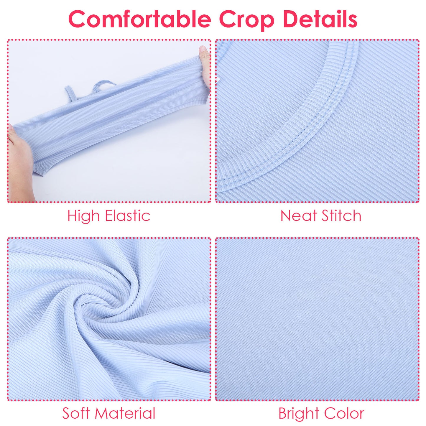 3 Pack Women Crop Basic Tank Top Ribbed Knit Sleeveless Round Neck 9 Color Machine Wash Summer Crop S To XL