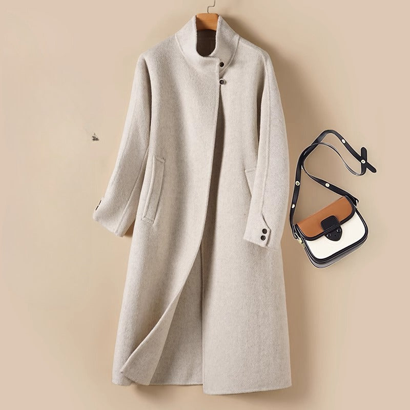 Long Stand-up Collar High-grade Double-sided Woolen Coat