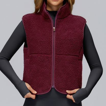 Autumn And Winter Velvet Stand Collar Sports Vest Sleeveless