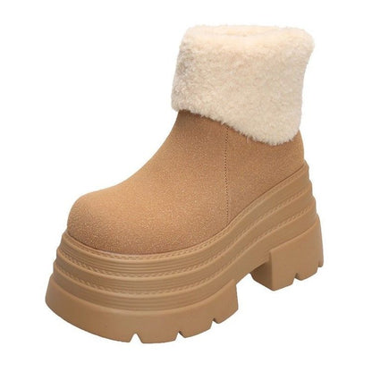 Short Plush Thickened Warm Platform Cotton Shoes