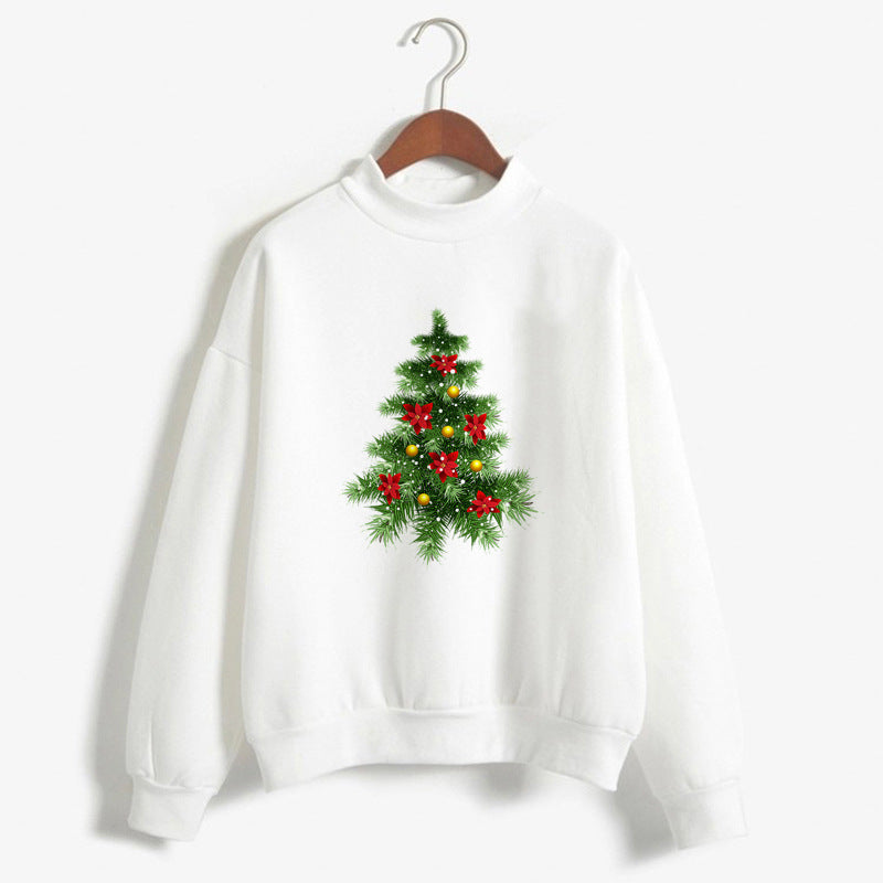 Christmas Printing Turtleneck Sweater Women