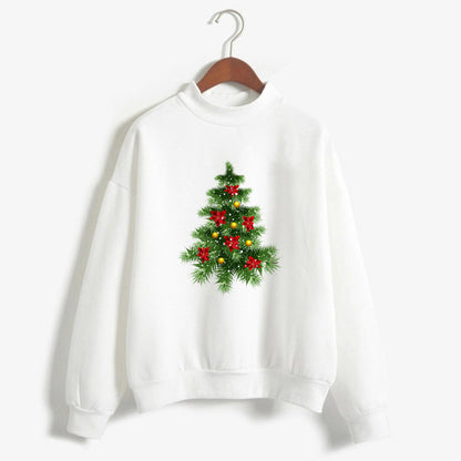 Christmas Printing Turtleneck Sweater Women