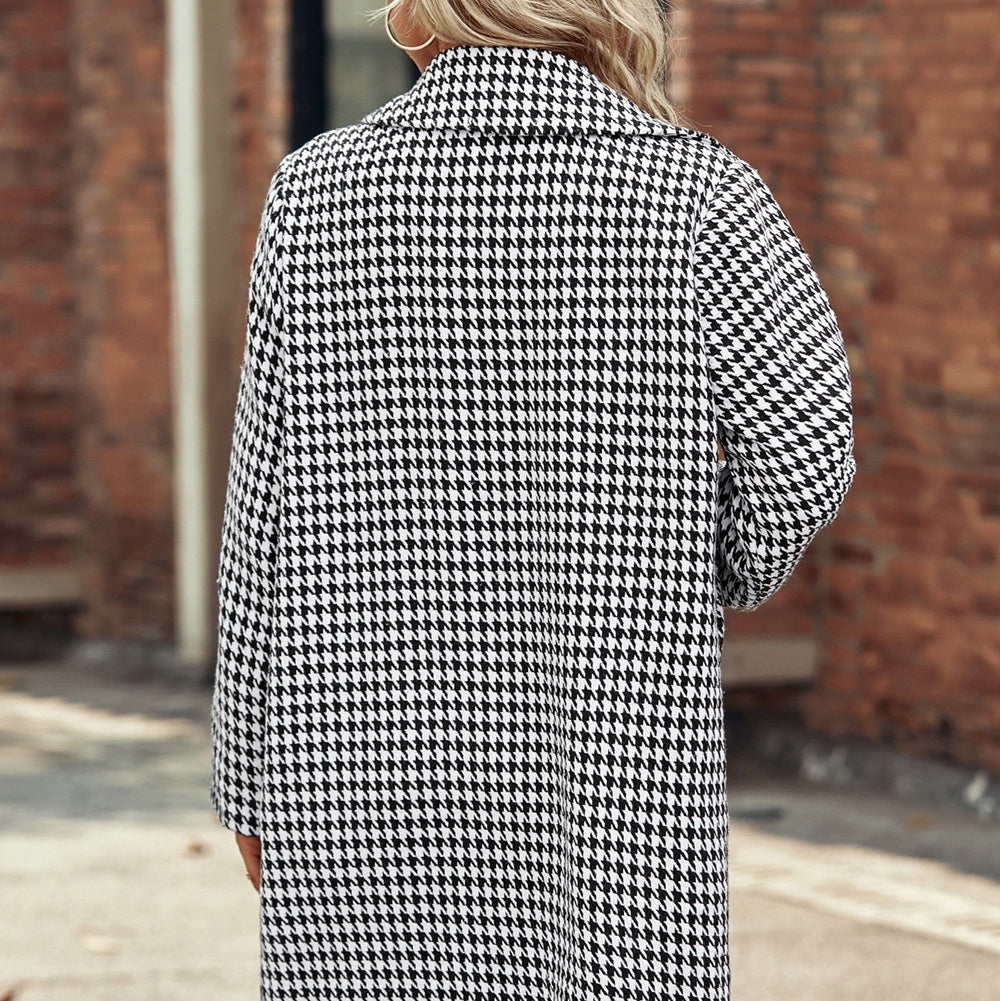 Elegant Suit Collar Long Hidden Hook Wool Coat Women