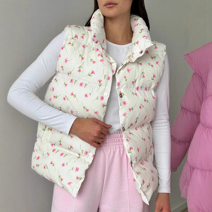Printed Cotton-padded Jacket Waistcoat European And American Women