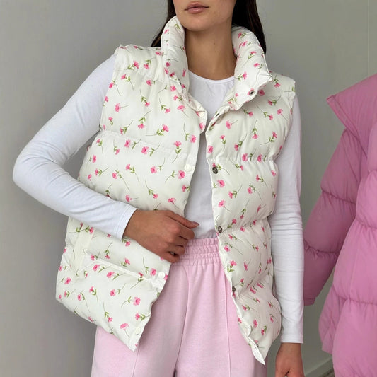 Printed Cotton-padded Jacket Waistcoat European And American Women