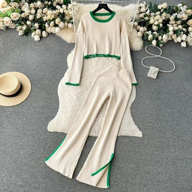 Knitted Top And Trousers Two-piece Set Sweater