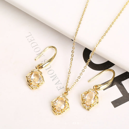 Micro-inlaid Crystal Zircon Inlaid Three-piece Set