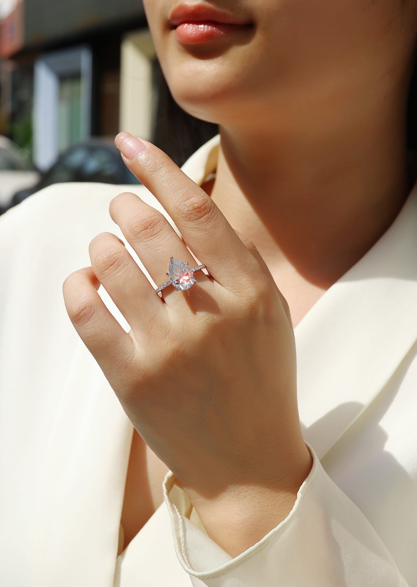 Light and Shadow Moissanite Diamond Ring Set