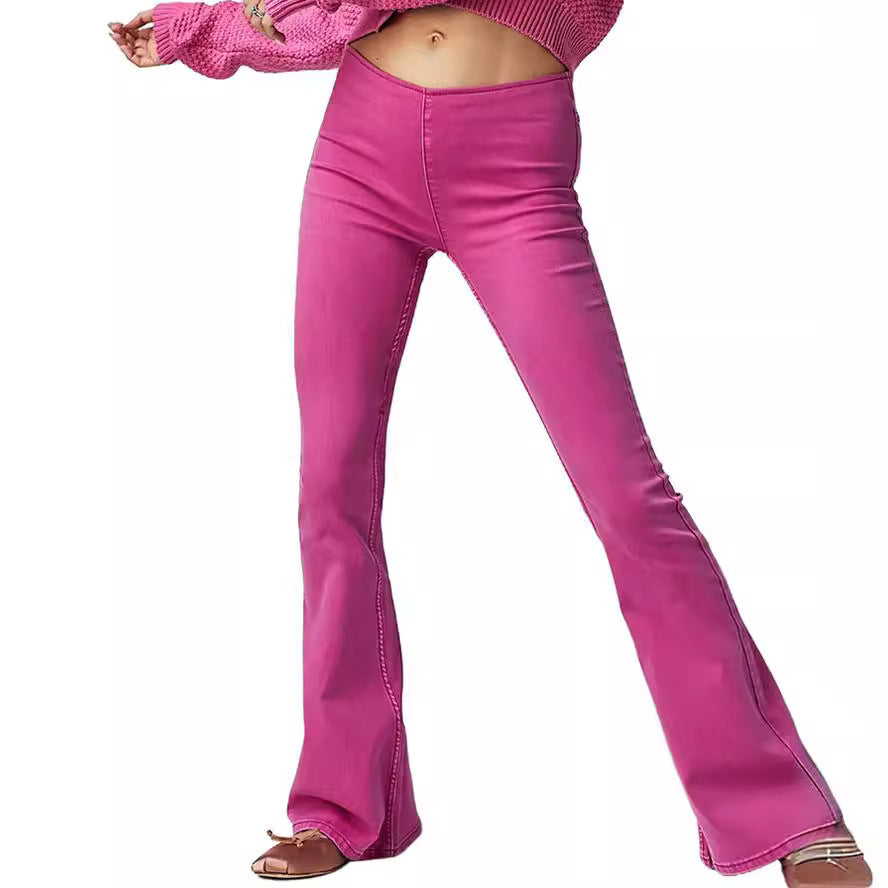 Low Waist Stretch Flared Jeans