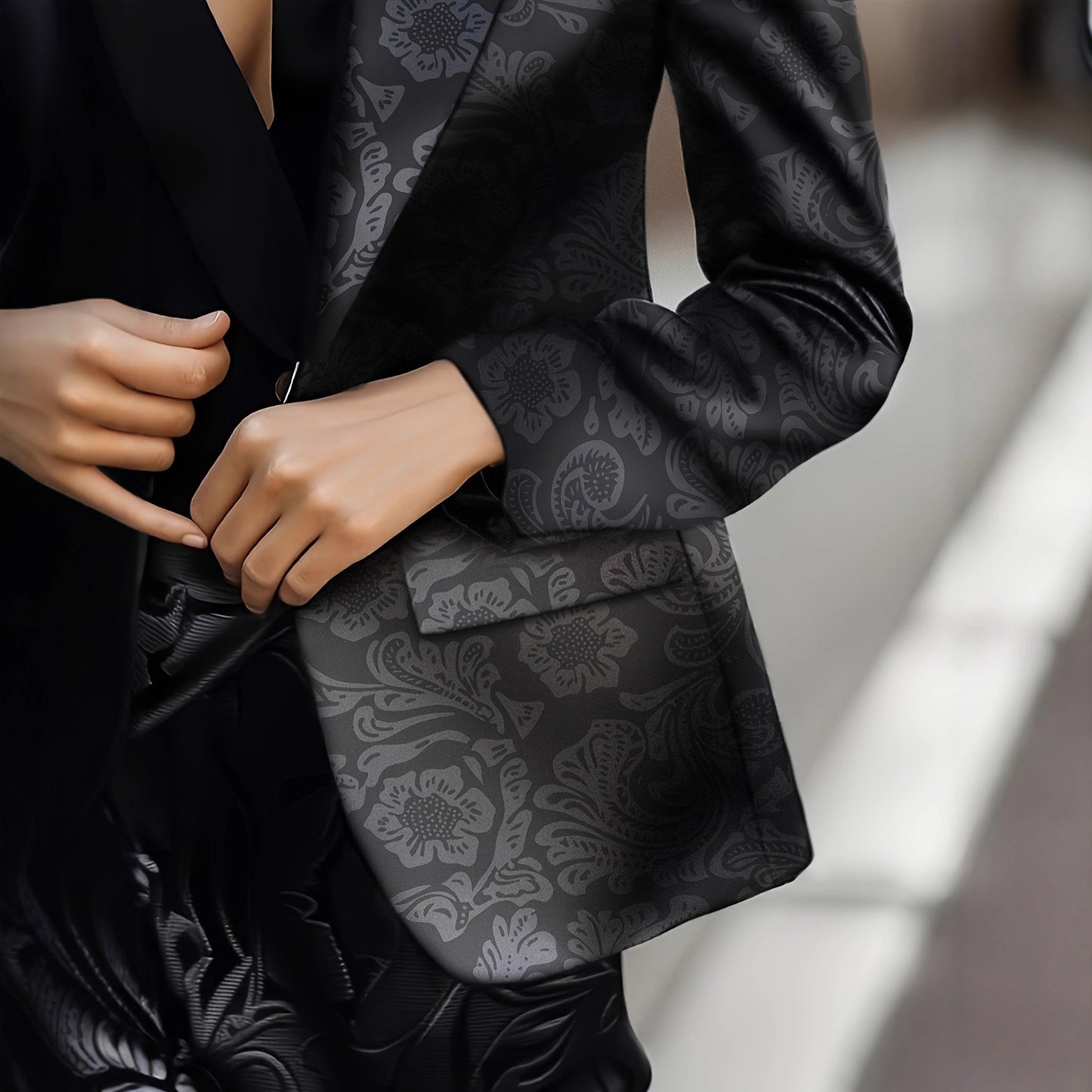 Printed Elegant All-matching Slim Fit Coat