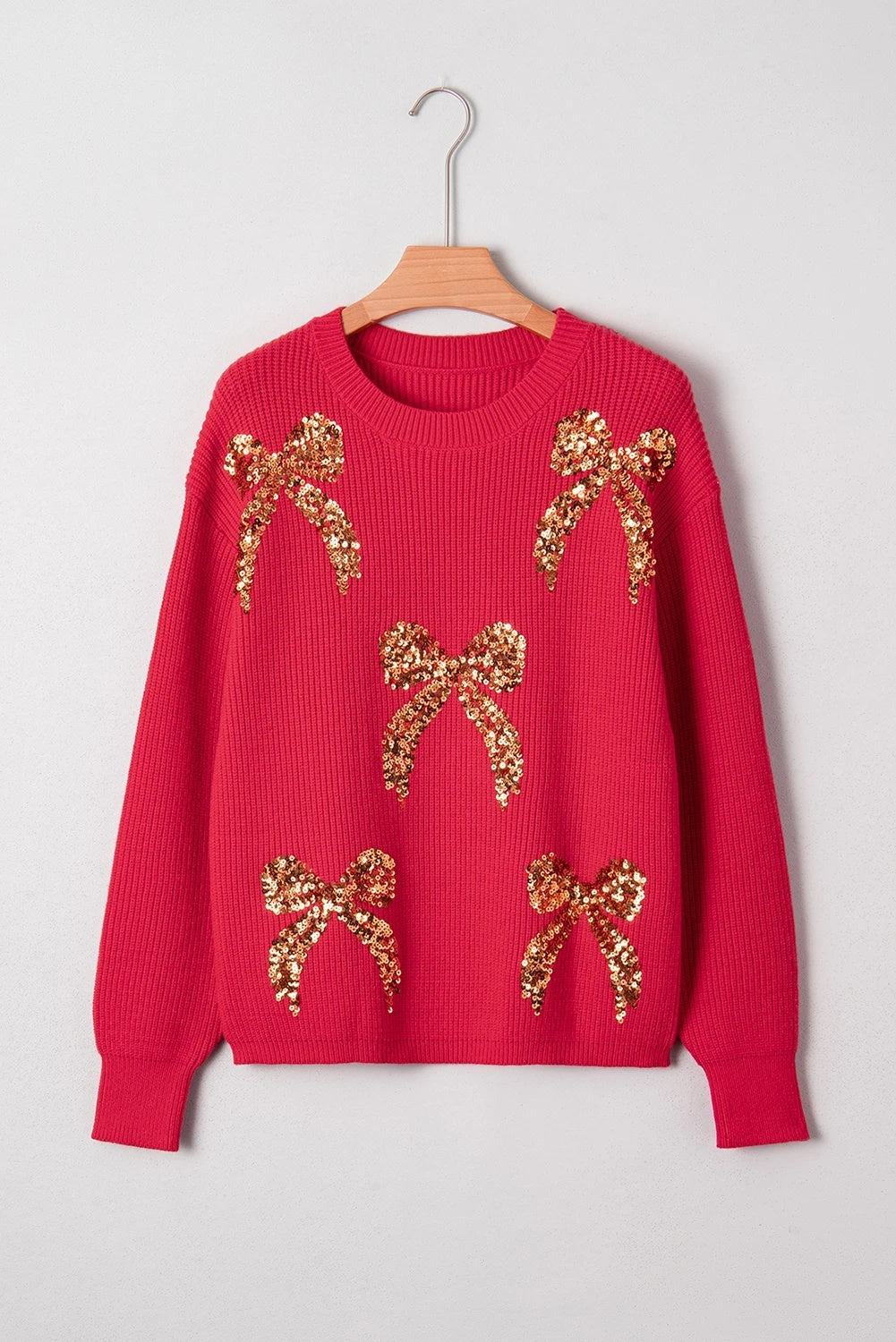 Women's Christmas Decorative Sequins Round Neck Sweater