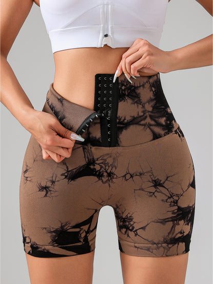 4 Pack Push Up Seamless Running Yoga Top For Women Sportswear Gym Fitness Sets 3-ROW HOOK Seamless Tie Dye Tummy Control Leggings